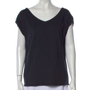 MARNI Black 100% Cotton Designer T-shirt | V-Neck | Rolled Short Sleeve Style